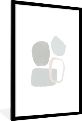 Produktbild von MuchoWow® Gerahmtes Poster Linienkunst - Abstrakt - Pastell 60x90 cm - Poster mit Schwarzem Bilderrahmen Wandposter Rahmen Foto Bilder - Dekoration - Wandposter Wohnzimmer - Hochwertig