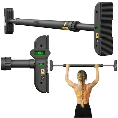 Produktbild von TREX SPORT Klimmzugstange für Türrahmen TX-020PB | Pull Up Bar Türreck mit Wasserwaage, verstellbar 72-110 cm, Anti-Rutsch Griffe, stabil, bis 200 kg