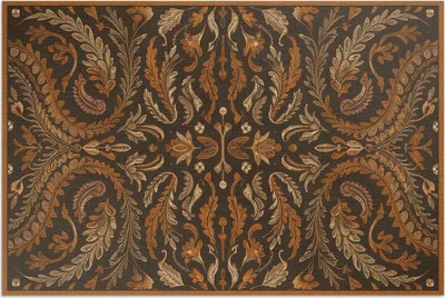 Imagen del producto de Alfombra de vinilo con motivos vegetales orientales de estilo vintage – 150x225 cm – Alfombra para exteriores – Ideal para terrazas – Resistente a la intemperie – Diseño moderno