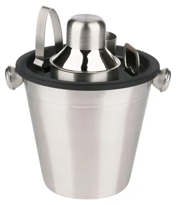 Image de Set à cocktail Alpina 5 pièces - Shaker en acier inoxydable avec seau à glace - Shaker avec accessoires et décapsuleur - Shaker 250 ml