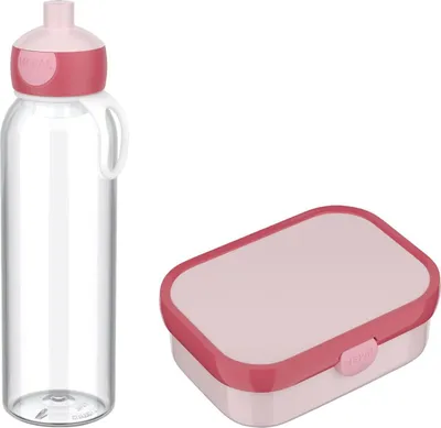 Produktbild von Mepal - Pausenset Campus - Set für Kinder mit Bento Brotdose und Pop-Up Wasserflasche - Lunch-Set für die Schule oder unterwegs - Spülmaschinenfest - 750 + 500 ml - Cool Pink