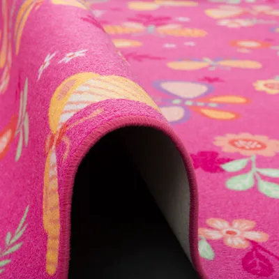 Produktbild von Kinder und Spielteppiche | Große Auswahl Bunte Muster | Pflegeleicht , Größe:80x160 cm, Design:Schmetterling Pink