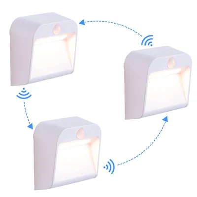 Image de lot de 3 appliques murales LED avec détecteur de mouvement, rechargeables par USB, batterie au lithium, magnétiques, lumière chaude, pour l'intérieur, câble inclus