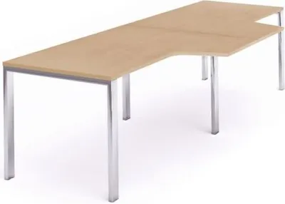 Produktbild von Mehrfacharbeitstisch Total L-Form BxTxH 360x120/80x73cm Gestell verchromt Platte Melamin buche.