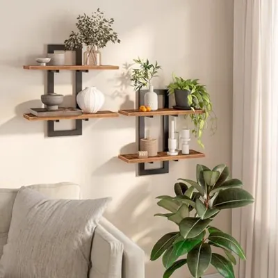 Produktbild von PolkaHome® Wandregal-Set mit 2 Stück, 40 cm schwebende Regale, Wandmontage-Ablagen 2-stöckig, Badezimmerregale, für Wohnzimmer