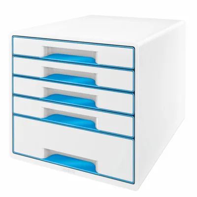 Produktbild von Leitz Schubladenbox WOW CUBE 52142036 5Schubfächer weiß/blau