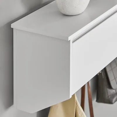 Immagine prodotto di Appendiabiti a parete con 5 ganci e finitura effetto legno, larghezza 90 cm, ideale per ingresso e camera da letto