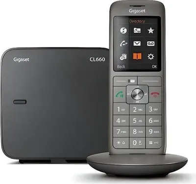 Image de Téléphone Fixe GIGASET CL 660, Écran Couleur Rétroéclairé 2.4 pouces, Répertoire 400 Contacts, Finition Haut de Gamme, Anthracite