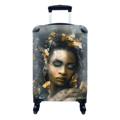 Produktbild von MuchoWow® Koffer Handgepäck Trolley Rollkoffer Kleine Reisekoffer mit 4 Rollen - Blumen - Frau - Abstrakt - Cabin Size < 55x40x23 cm & 55x40x20 cm - Fotokoffer - Kabinenkoffer - Boardgepäck - Reise-Box - Reisekoffer - Reisegepäck - Koffer mit Bild - Trolley für Kinder