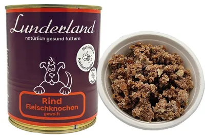 Produktbild von Lunderland Dosenfleisch Fleischknochen 800g 100% Rinderknochengewolft