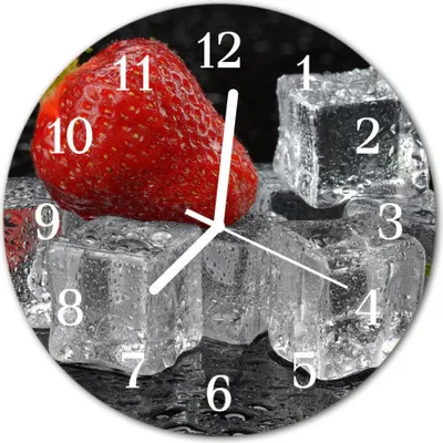 Produktbild von Glasuhr Wanduhr Küchenuhr Echt-Glas 30fi cm Eis Erdbeere rot