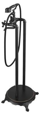 Image de SucceBuy : robinetterie de baignoire sur pied avec pied griffé et douchette à main, style vintage avec tuyau de 1,5 m et bec pivotant à 360°, ensemble de robinetterie et douchette en bronze huilé