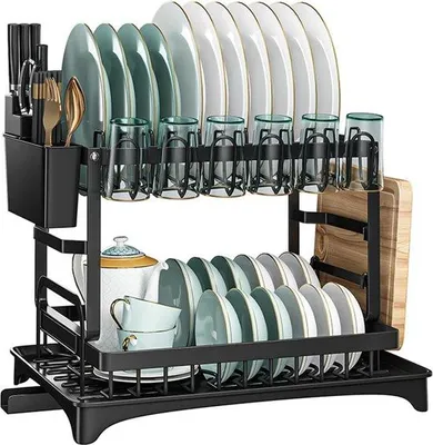 Image de Égouttoir compact à deux niveaux pour la cuisine
