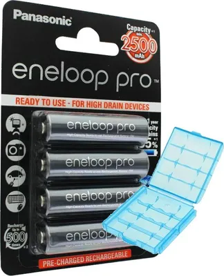 Produktbild von Panasonic eneloop Pro (ehem. Sanyo eneloop Pro) HR-3UWX 4er Pack min. 2500mAh und Akkubox