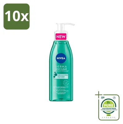 Productafbeelding van 10 x NIVEA DERMA Skin Clear Reinigingsgel met salicylzuur en niacinamide, 150 ml - Voordeelverpakking - 10 stuks