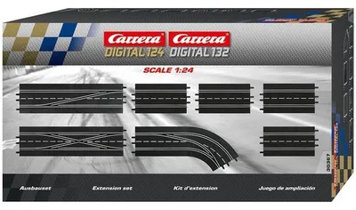 Produktbild von Carrera Digital 132 Streckenerweiterung, Komplettset mit Standardgeraden, Weiche Links, Doppelweiche und Spurwechselkurve, DIGITAL 124/132 Kompatibel
