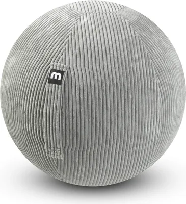 Produktbild von mokebo Cord Sitzball Büro ergonomisch 'Der Sportliche', mit Pumpe oder Pezziball mit Stoff- oder Cordbezug, 65cm Breite, Bürostuhl Alternative für Zuhause & Büro in Grau