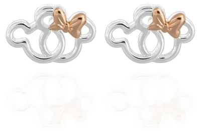 Produktbild von Disney Damen Ohrstecker Minnie-Mickie Silhouette Messing zweifarbig