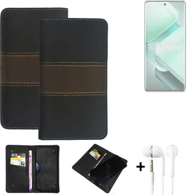 Produktbild von K-S-Trade Handyhülle + Kopfhörer kompatibel mit Vivo V40e Schutzhülle Walletcase Bookstyle Tasche Schutz Case Hülle Wallet Cover Kunstleder