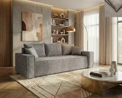 Produktbild von Schlafsofa Bono Nordelo mit Schlaffunktion D-L und Bettkasten, Stoff ASTRA Chenille - 4 Braun, 260 cm