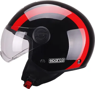 Zdjęcie produktu dla Kask motocyklowy Sparco Demi-Jet czerwono-czarny z skorupą ABS rozmiar S