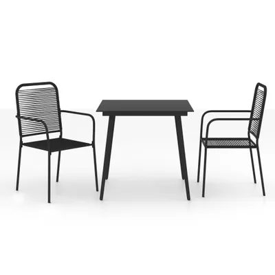 Produktbild von vidaXL 3-tlg. Garten-Essgruppe Baumwollseil und Stahl Schwarz