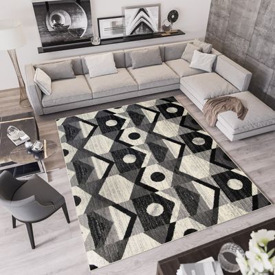Koberec Obývacia izba Spálňa Krátky vlas Moderný dizajn Čierna Sivá Melted  250 x 300 cm
