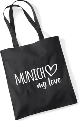 Produktbild von Huuraa Jutebeutel Munich my love 10 Liter Black Baumwolle Tasche Geschenkidee