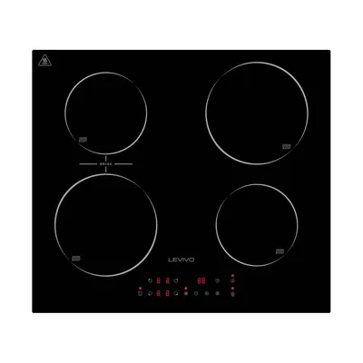 Immagine prodotto di LEVIVO Piano cottura a induzione da incasso 60 cm con 4 piastre, 9 livelli e booster, comandi touch, timer e funzione bridge I Piano cottura a induzione, piani cottura