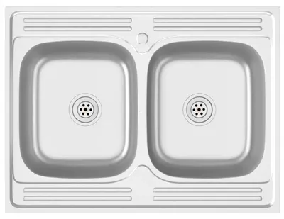 Produktbild von vidaXL Doppelspüle Silbern 800x600x155 mm Edelstahl
