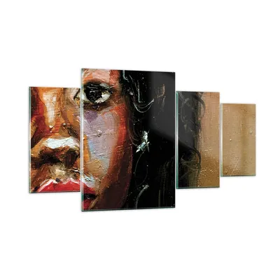 Produktbild von Bilder auf glas - 4 Teile - Pastos Porträt afrikanisch - 160x90cm - Glasbilder - Wandbilder - Bilder - zum Aufhängen bereit - Wanddekoration aus Glas - Glas Bilder - Wandbild auf Glas - GDL160x90-4674