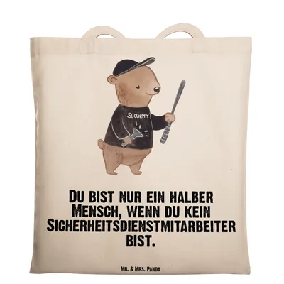 Produktbild von Mr. & Mrs. Panda Shopping Tasche Sicherheitsdienstmitarbeiter Herz - Transparent - Geschenk, Tote Bag, Jutebeutel, Einkaufstüte, Schultasche