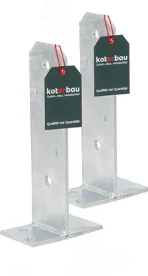 Produktbild von KOTARBAU® 2er Set Pfostenträger Verstellbar U-Form U-Pfostenträger zum Aufschrauben Bodenplatte Feuerverzinkt Stützenfuß Universal Länge 215 mm Vierkantholzpfosten Anker