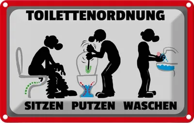 Produktbild von vianmo Blechschild 20x30 cm Toilettenordnung sitzen putzen Warnschild Hinweisschild Sicherheit Vorsicht