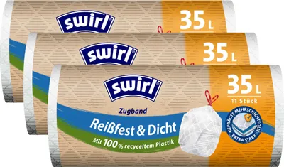Produktbild von 3x Swirl Zugband Müllbeutel 35L ( 11 stk./ Rolle )