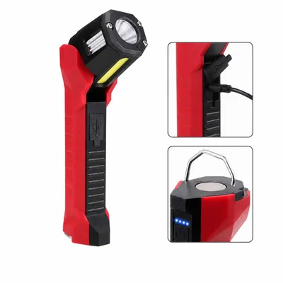Produktbild von Magnet Arbeitsleuchte LED, COB Akku Werkstattlampe mit Haken, 1200 Lumen, 160° Drehkopf, USB-C Taschenlampe für Auto Reparatur, Camping & Notfall