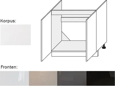 Produktbild von Spülenunterschrank (EST-DZ/80) 2trg 80cm perlweiß matt Acryl Frontfarbe wählbar