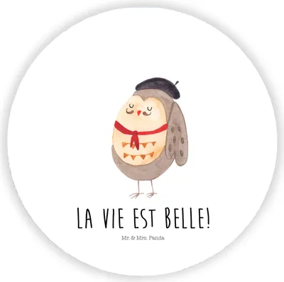 Produktbild von Mr. & Mrs. Panda magnet Eule Frankreich - Weiß - Geschenk, Spruch, zettelhalter, pinnwand, für kühlschrank, Magnetknopf, Kühlschrankmagnet, La Vie Est Belle