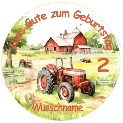 Produktbild von Bauernhof Traktor Geburtstag Tortenbild rund 20 cm