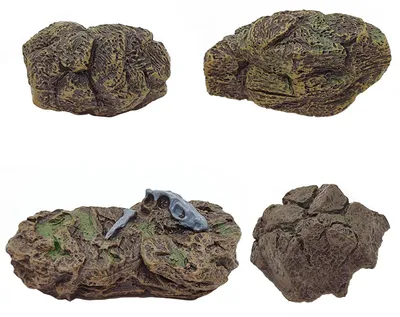 4 Miniatur-Felsen aus Harz für Feengarten-Deko, braun