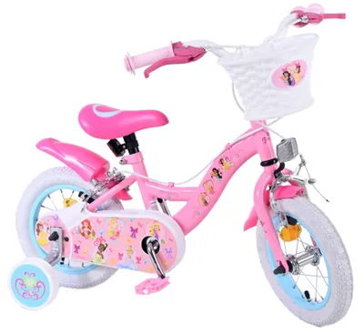 Image de Vélo pour enfant Volare Magic Royals, modèle 12 pouces, couleur rose, avec deux freins à main
