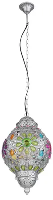 Produktbild von LED Pendellampe silber, Kristalle bunt, H 120 cm
