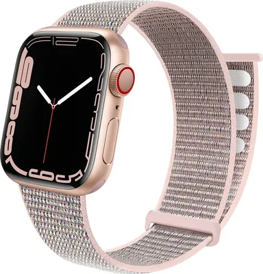 Produktbild von Strap-it Apple Watch 8 Nylon Loop Armband (Rosa)