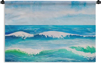 Produktbild von MuchoWow® Wandteppich Wandbehang Aquarell - Golf - Meer 150x100 cm Tapisserie Dekoration Wandtuch - Waschbar - Tapisserien - Wand-Decke