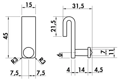 Produktbild von NABER 8042106 Cast Haken, Relingsystem, anthrazit