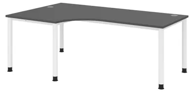 Produktbild von bümö Schreibtisch Serie-H - Nachbildung: Graphit, Größe: Eckschreibtisch 200 x 120 cm, Gestell: Weiß
