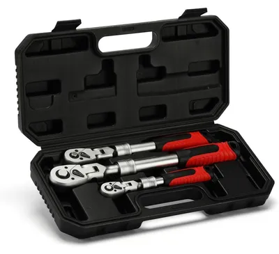 Productafbeelding van Flexibele ratelsets, 3-delig, 1/4", 3/8", 1/2", 72 tanden, CR-V staal