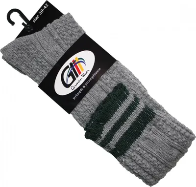 Produktbild von Lange Trachtensocken Strümpfe Socken aus Wolle Grau/Grün, Größe:35-38