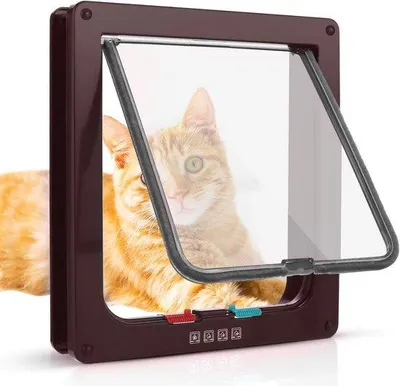 Produktbild von Famanu Katzen- und Hundeklappe mit 4-Wege-Magneverschluss - Braun (M)
