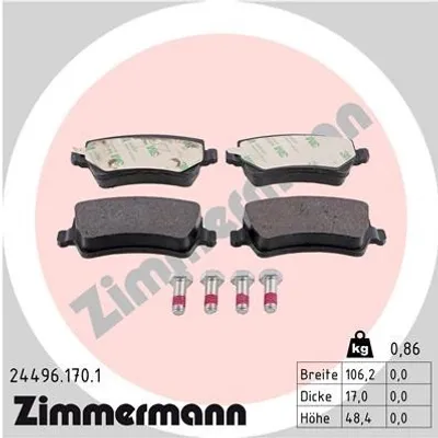 Produktbild von ZIMMERMANN Bremsbeläge Satz Hinten Bremsklötze für FORD S-MAX (WA6) 24496.170.1